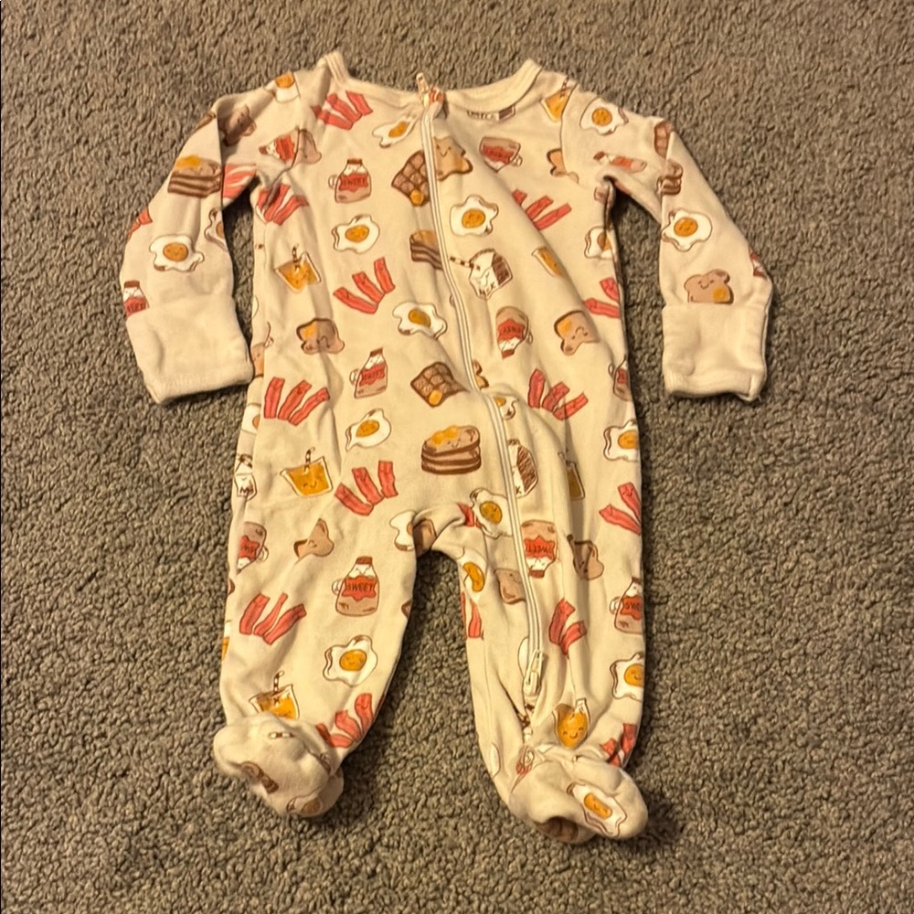 Wonder Nation Cream Breakfast Print Footie